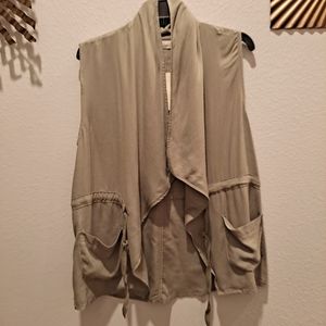 Women's Olive Draped Front Vest